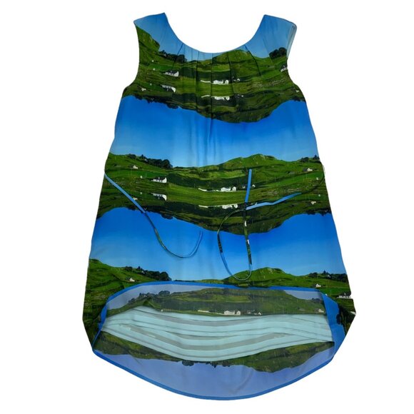 Anthropologie Meadow Rue Cuillin Silk Dress 8P Petite Sleeveless Mini Tie Belt - Picture 11 of 12